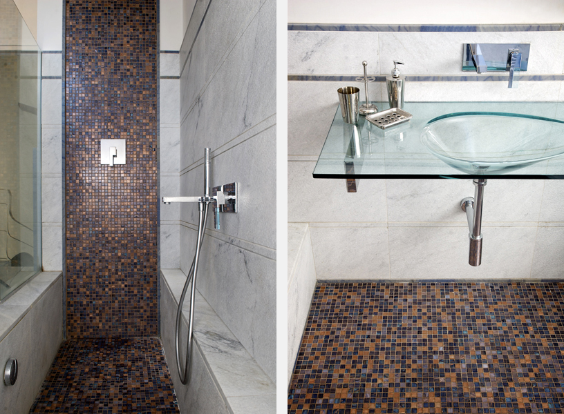 bagno mosaico e vetro